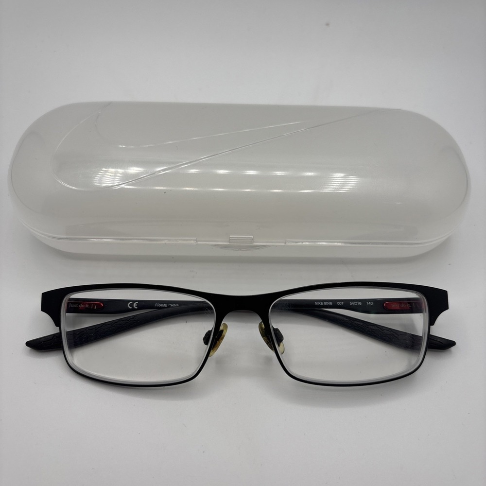Nike Eyeglasses Frames Men Black 8046 007 Rectangular 54-16-140mm w/case
